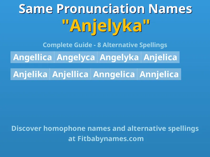 Infographic: Anjelyka same pronunciation names, similar names, and homophone names