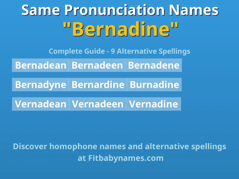 Infographic: Bernadine same pronunciation names, similar names, and homophone names