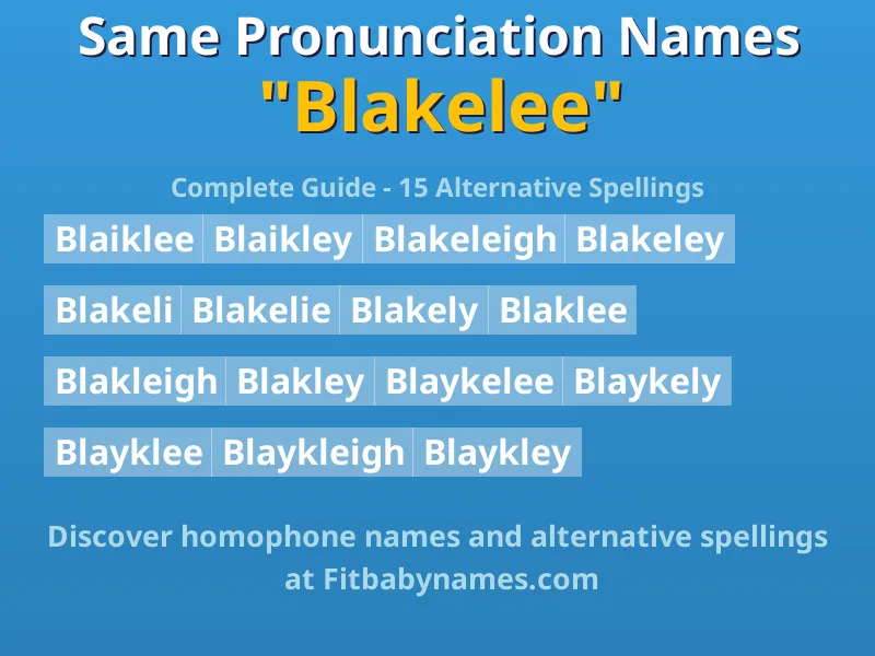 Infographic: Blakelee same pronunciation names, similar names, and homophone names