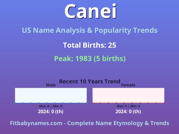 Infographic: Canei name meaning, origin, and popularity trends in the United States (US baby name analysis chart)