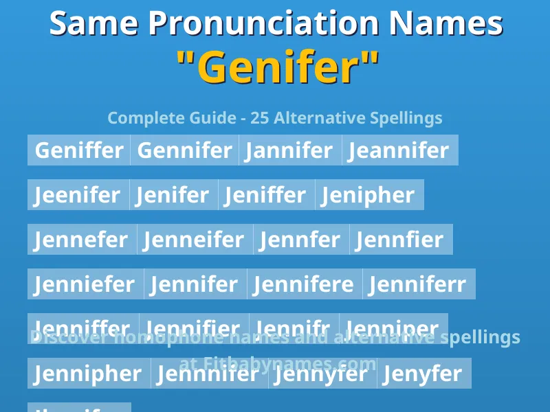 Infographic: Genifer same pronunciation names, similar names, and homophone names