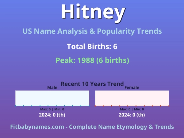 Infographic: Hitney name meaning, origin, and popularity trends in the United States (US baby name analysis chart)