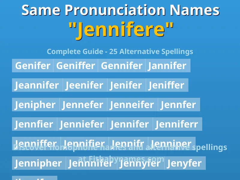 Infographic: Jennifere same pronunciation names, similar names, and homophone names