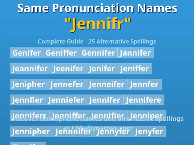Infographic: Jennifr same pronunciation names, similar names, and homophone names