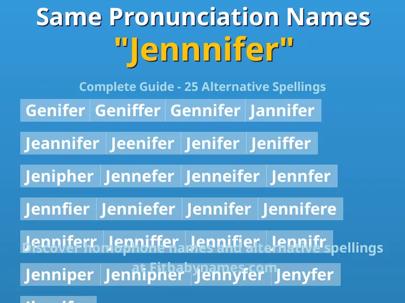 Infographic: Jennnifer same pronunciation names, similar names, and homophone names