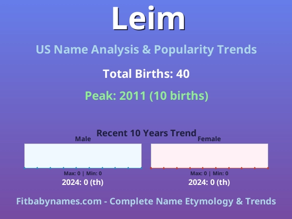 Infographic: Leim name meaning, origin, and popularity trends in the United States (US baby name analysis chart)