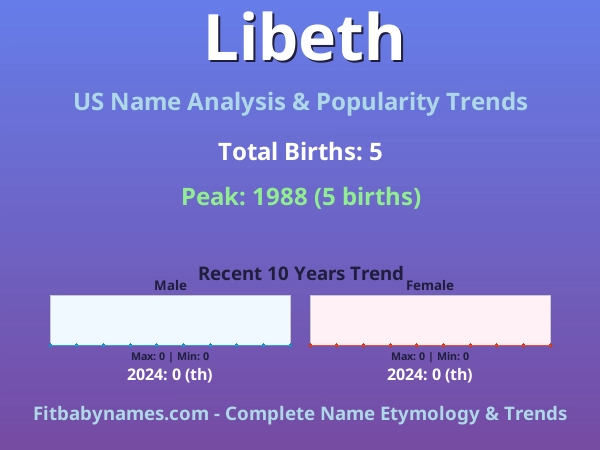 Infographic: Libeth name meaning, origin, and popularity trends in the United States (US baby name analysis chart)
