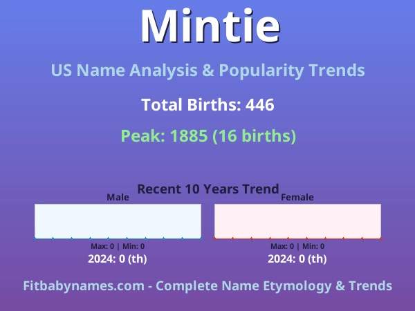 Infographic: Mintie name meaning, origin, and popularity trends in the United States (US baby name analysis chart)