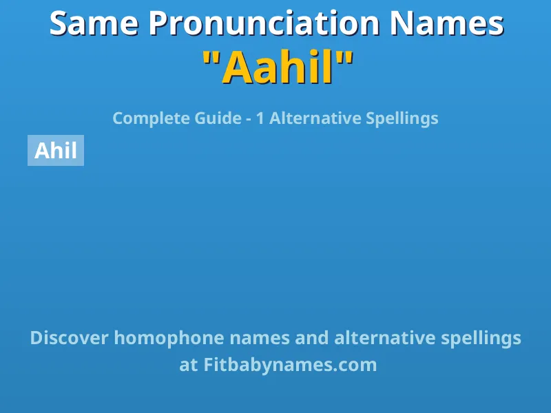 Infographic: Aahil same pronunciation names, similar names, and homophone names