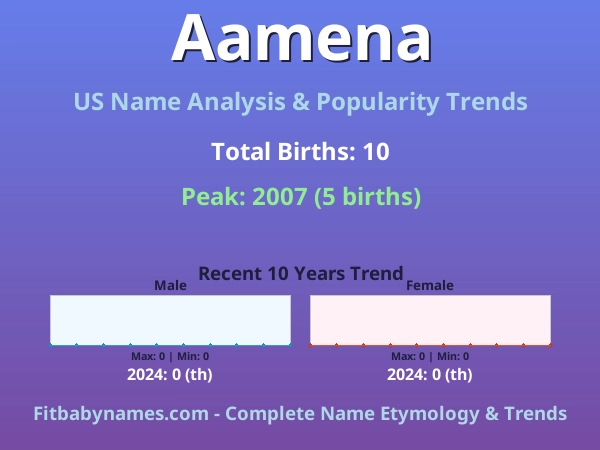 Infographic: Aamena name meaning, origin, and popularity trends in the United States (US baby name analysis chart)