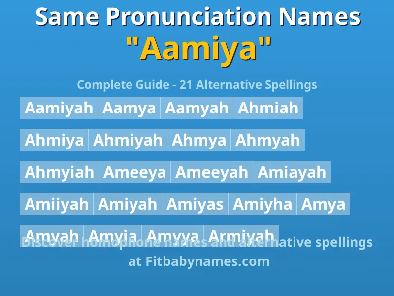 Infographic: Aamiya same pronunciation names, similar names, and homophone names