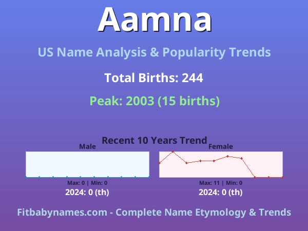 Infographic: Aamna name meaning, origin, and popularity trends in the United States (US baby name analysis chart)