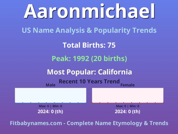 Infographic: Aaronmichael name meaning, origin, and popularity trends in the United States (US baby name analysis chart)