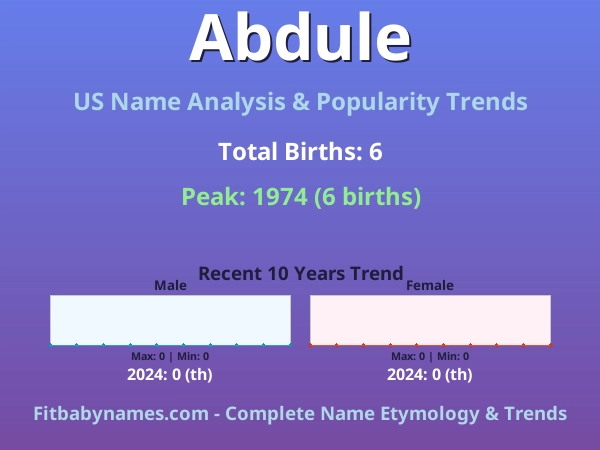 Infographic: Abdule name meaning, origin, and popularity trends in the United States (US baby name analysis chart)