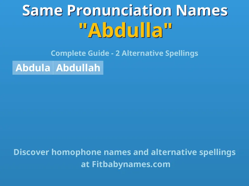Infographic: Abdulla same pronunciation names, similar names, and homophone names