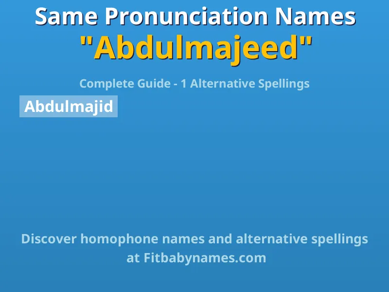 Infographic: Abdulmajeed same pronunciation names, similar names, and homophone names