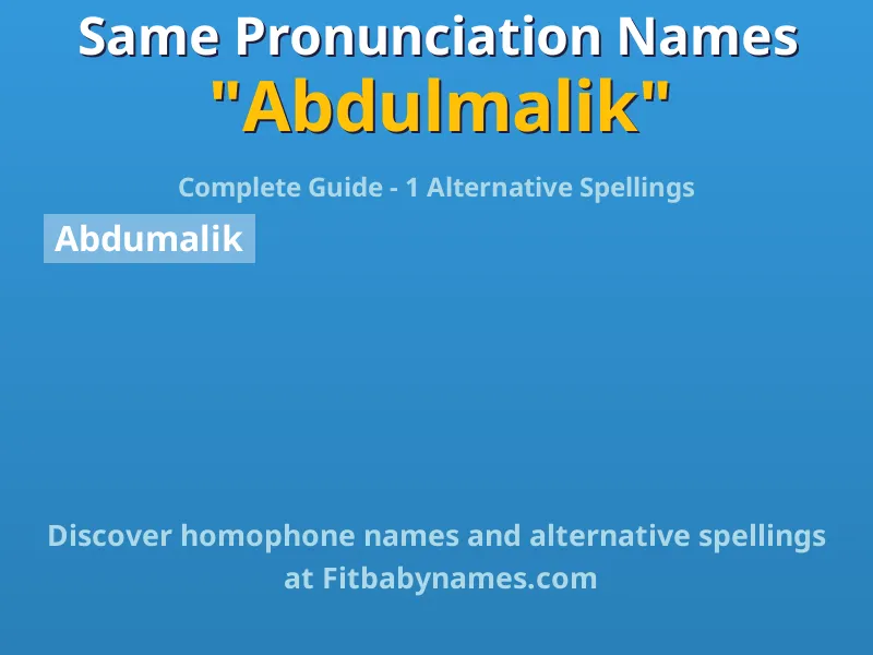 Infographic: Abdulmalik same pronunciation names, similar names, and homophone names