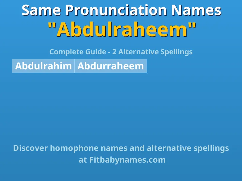 Infographic: Abdulraheem same pronunciation names, similar names, and homophone names