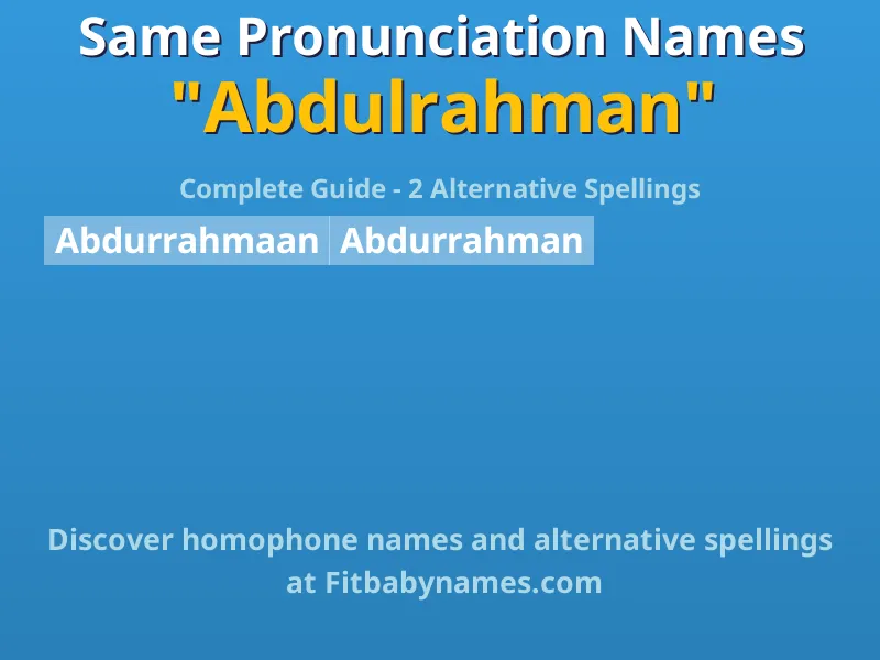 Infographic: Abdulrahman same pronunciation names, similar names, and homophone names