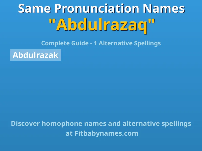 Infographic: Abdulrazaq same pronunciation names, similar names, and homophone names