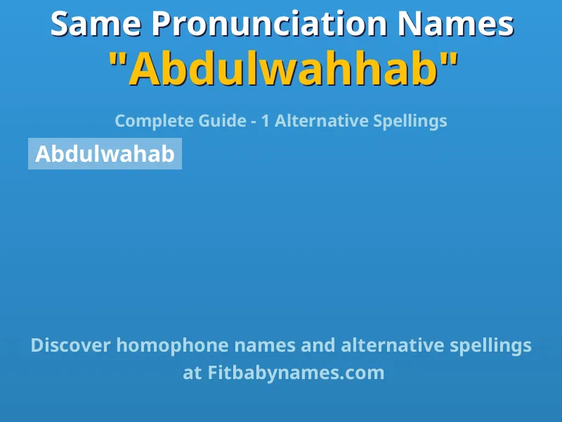 Infographic: Abdulwahhab same pronunciation names, similar names, and homophone names