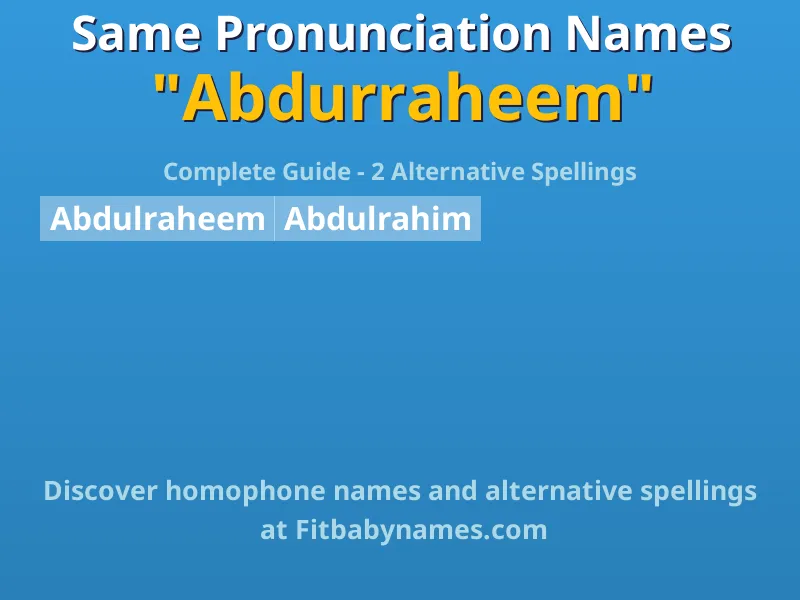 Infographic: Abdurraheem same pronunciation names, similar names, and homophone names