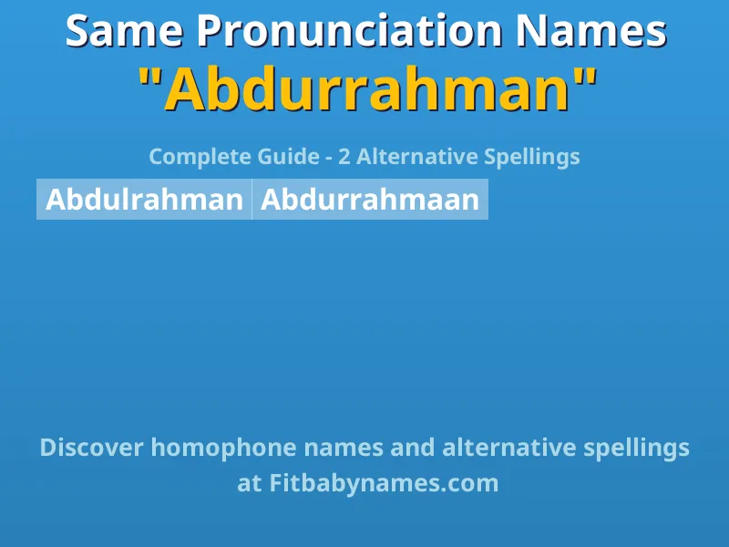 Infographic: Abdurrahman same pronunciation names, similar names, and homophone names