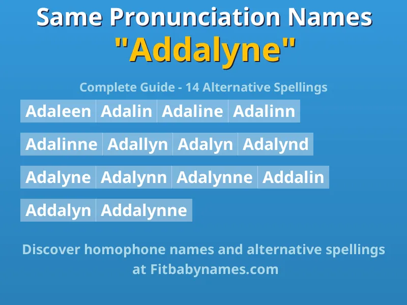 Infographic: Addalyne same pronunciation names, similar names, and homophone names
