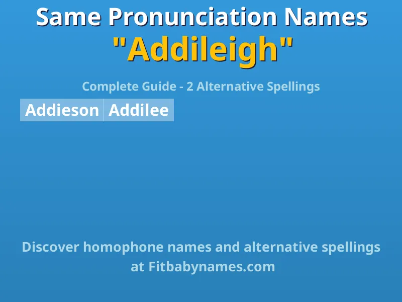Infographic: Addileigh same pronunciation names, similar names, and homophone names