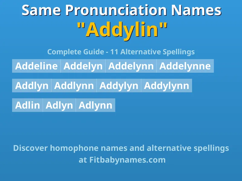 Infographic: Addylin same pronunciation names, similar names, and homophone names