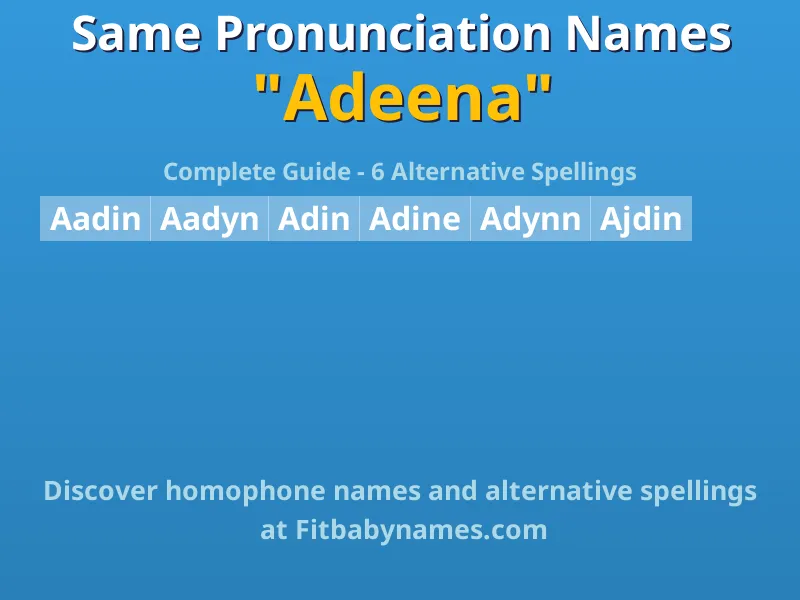 Infographic: Adeena same pronunciation names, similar names, and homophone names