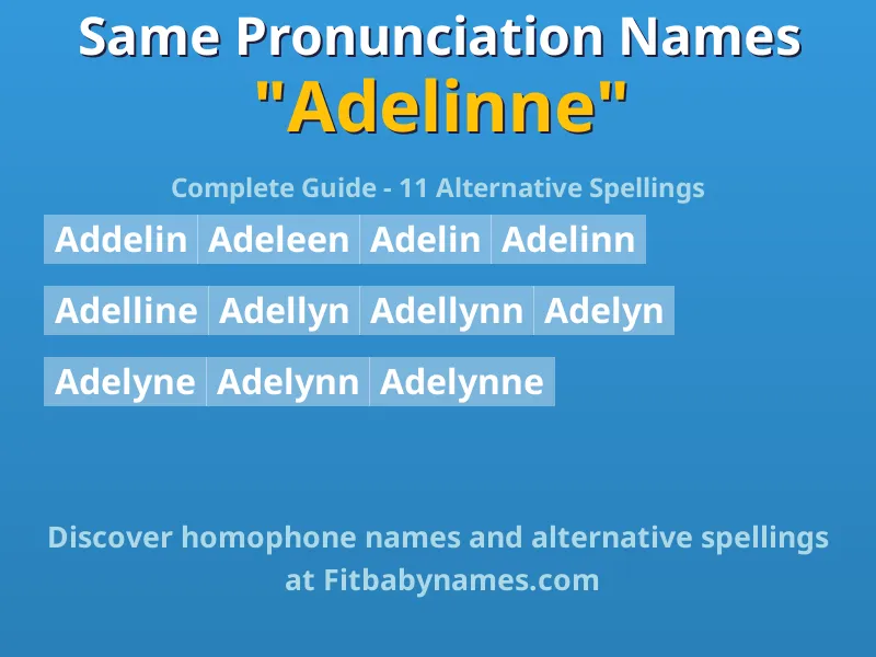 Infographic: Adelinne same pronunciation names, similar names, and homophone names