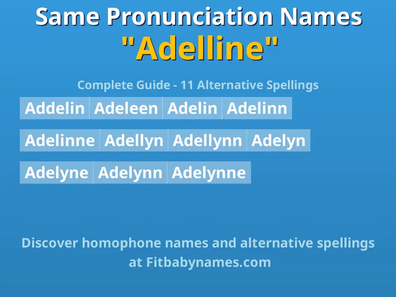 Infographic: Adelline same pronunciation names, similar names, and homophone names