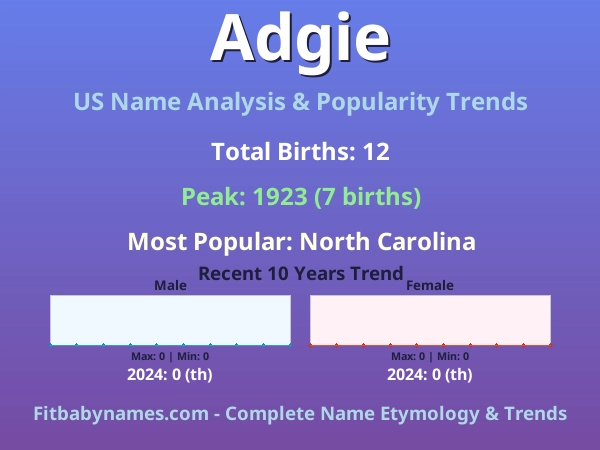 Infographic: Adgie name meaning, origin, and popularity trends in the United States (US baby name analysis chart)