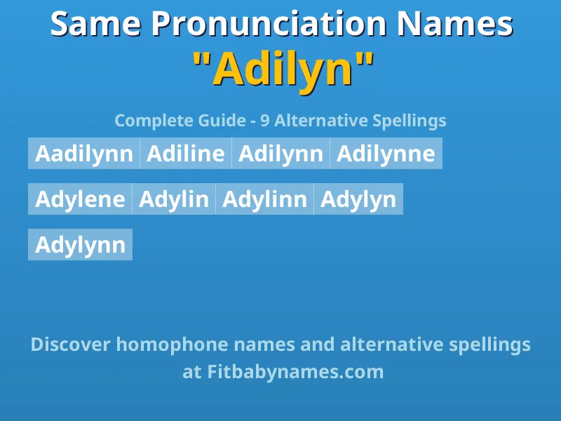 Infographic: Adilyn same pronunciation names, similar names, and homophone names