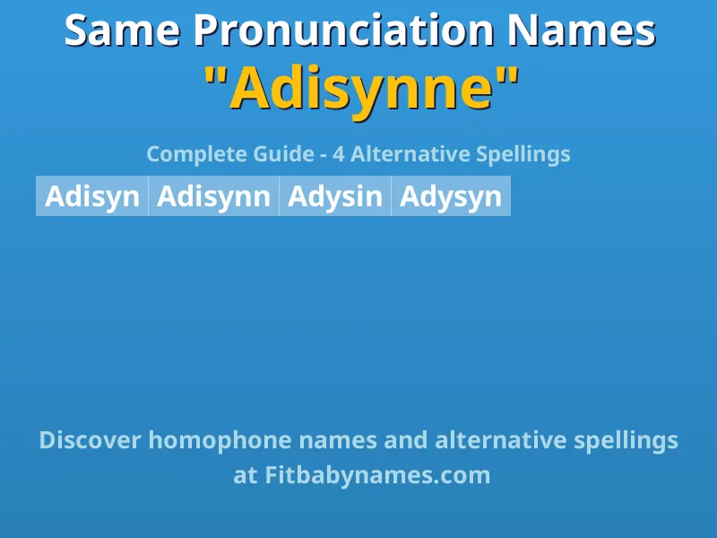 Infographic: Adisynne same pronunciation names, similar names, and homophone names