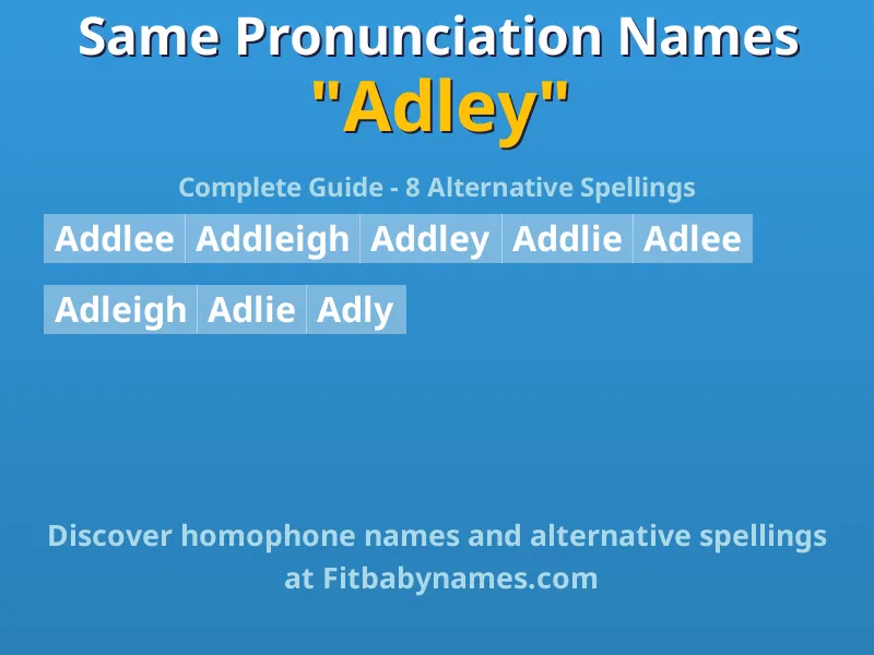 Infographic: Adley same pronunciation names, similar names, and homophone names