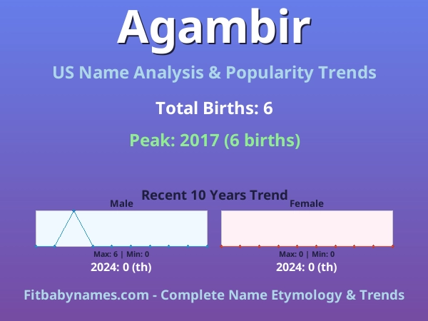Infographic: Agambir name meaning, origin, and popularity trends in the United States (US baby name analysis chart)