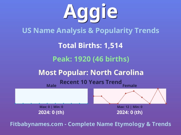 Infographic: Aggie name meaning, origin, and popularity trends in the United States (US baby name analysis chart)