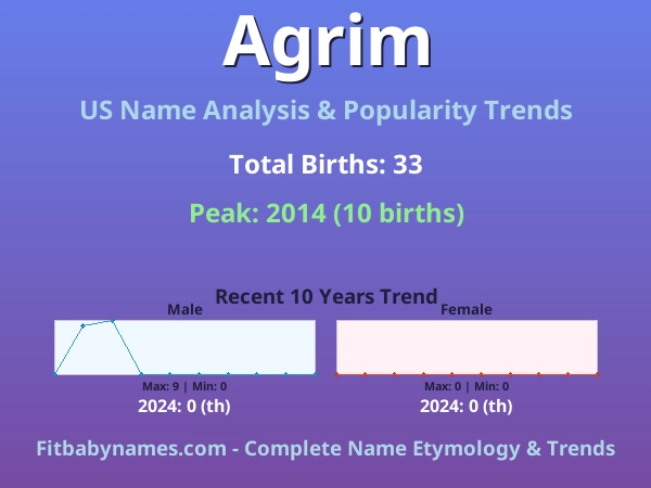Infographic: Agrim name meaning, origin, and popularity trends in the United States (US baby name analysis chart)