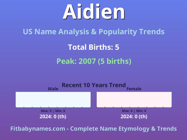 Infographic: Aidien name meaning, origin, and popularity trends in the United States (US baby name analysis chart)