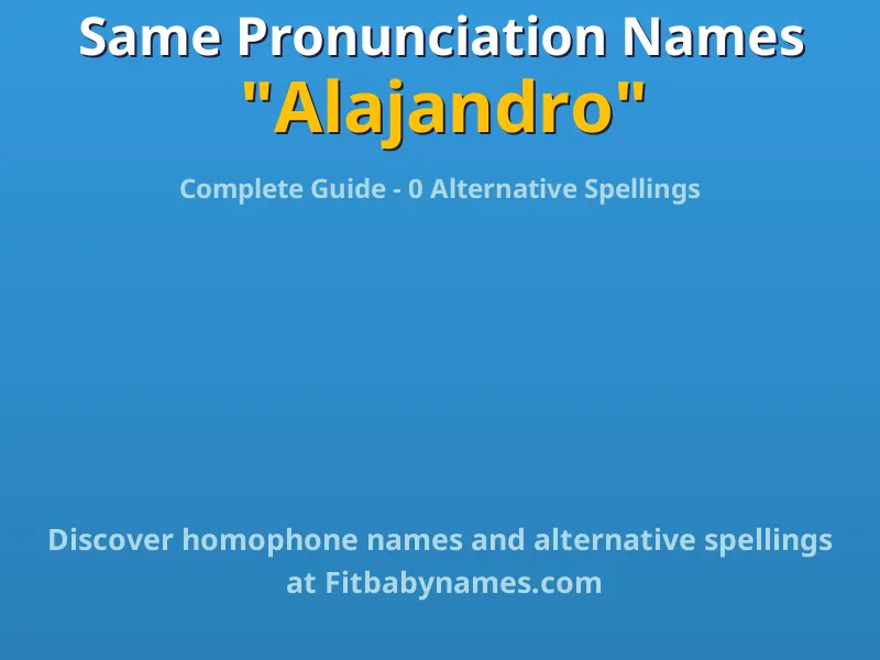 Infographic: Alajandro same pronunciation names, similar names, and homophone names