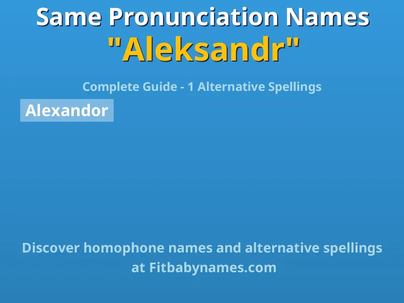 Infographic: Aleksandr same pronunciation names, similar names, and homophone names