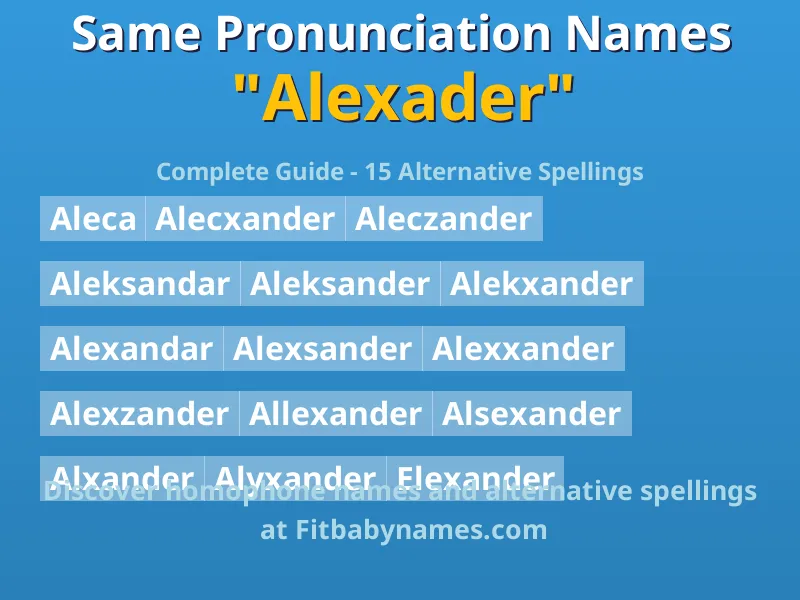 Infographic: Alexader same pronunciation names, similar names, and homophone names