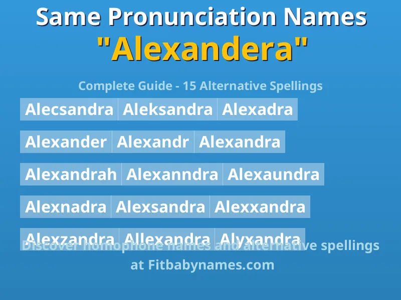 Infographic: Alexandera same pronunciation names, similar names, and homophone names