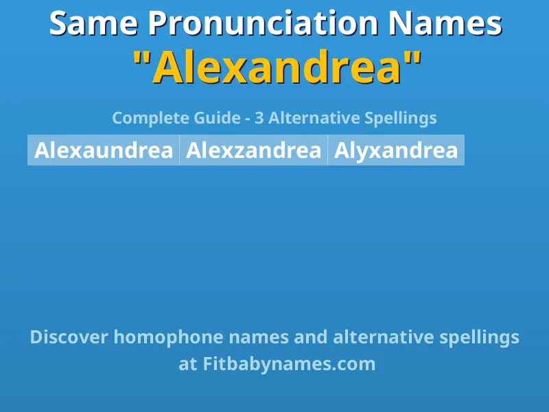 Infographic: Alexandrea same pronunciation names, similar names, and homophone names