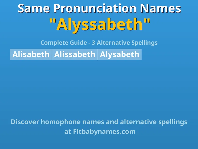 Infographic: Alyssabeth same pronunciation names, similar names, and homophone names
