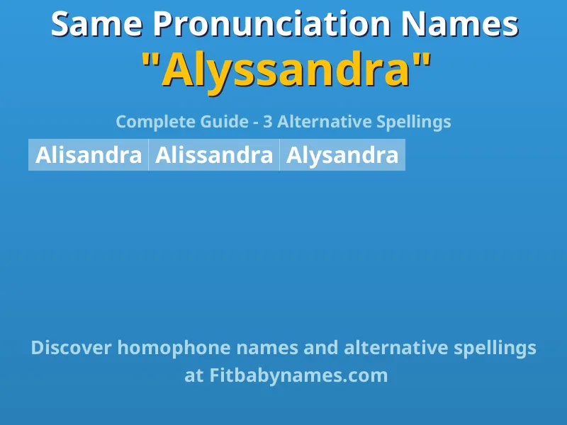 Infographic: Alyssandra same pronunciation names, similar names, and homophone names