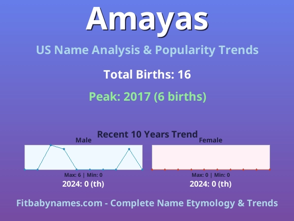 Infographic: Amayas name meaning, origin, and popularity trends in the United States (US baby name analysis chart)
