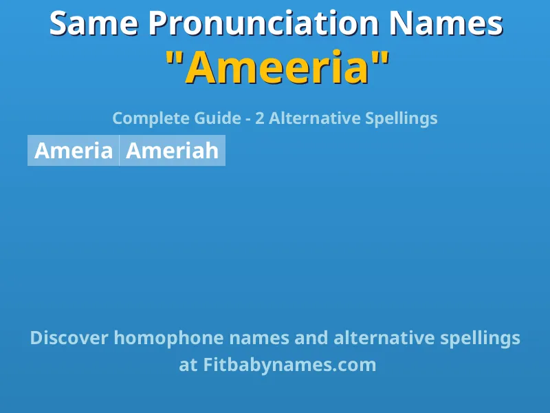 Infographic: Ameeria same pronunciation names, similar names, and homophone names